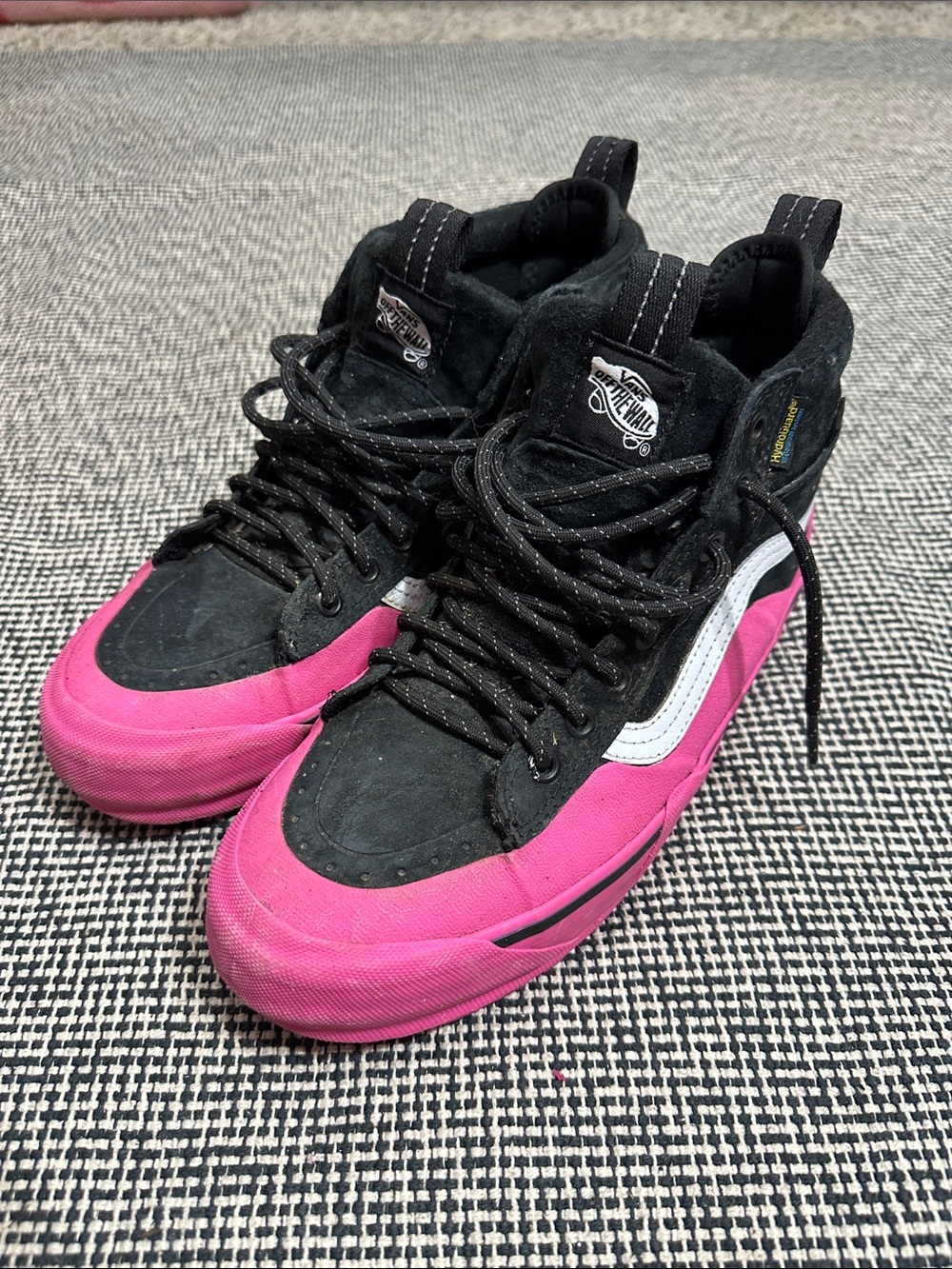Vans High-Top MTE Skate Sneakers in Black, Pink and White